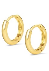 plain yellow gold huggie baby earrings